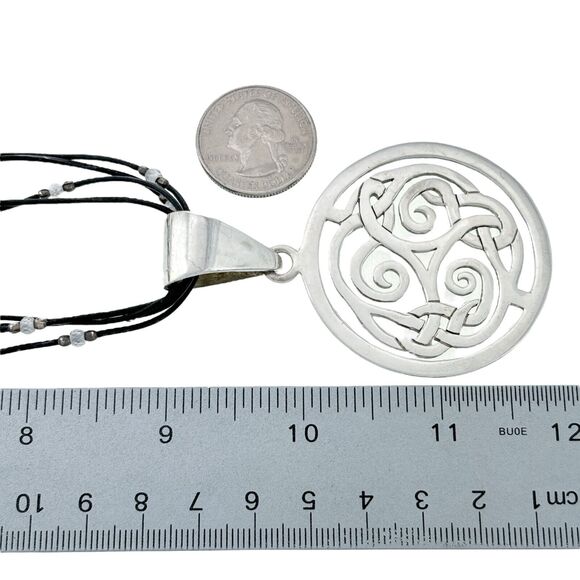 Silpada Sterling Silver 925 Celtic Knot Cut Out Disk Pendant 16.5"-18.5" S1230 - Picture 4 of 10